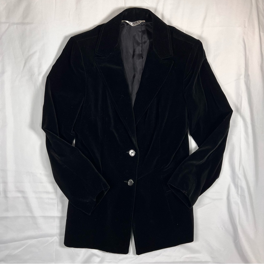 Vintage 90s Koret of California Black Velvet Velour Blazer